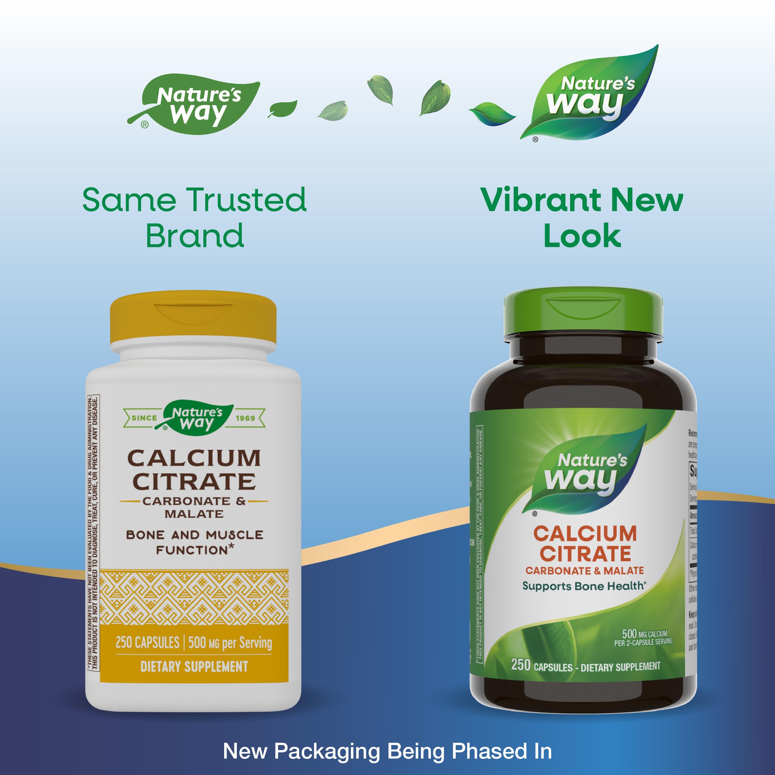 Nature's Way Calcium Citrate label details the blend of citrate, malate, and carbonate