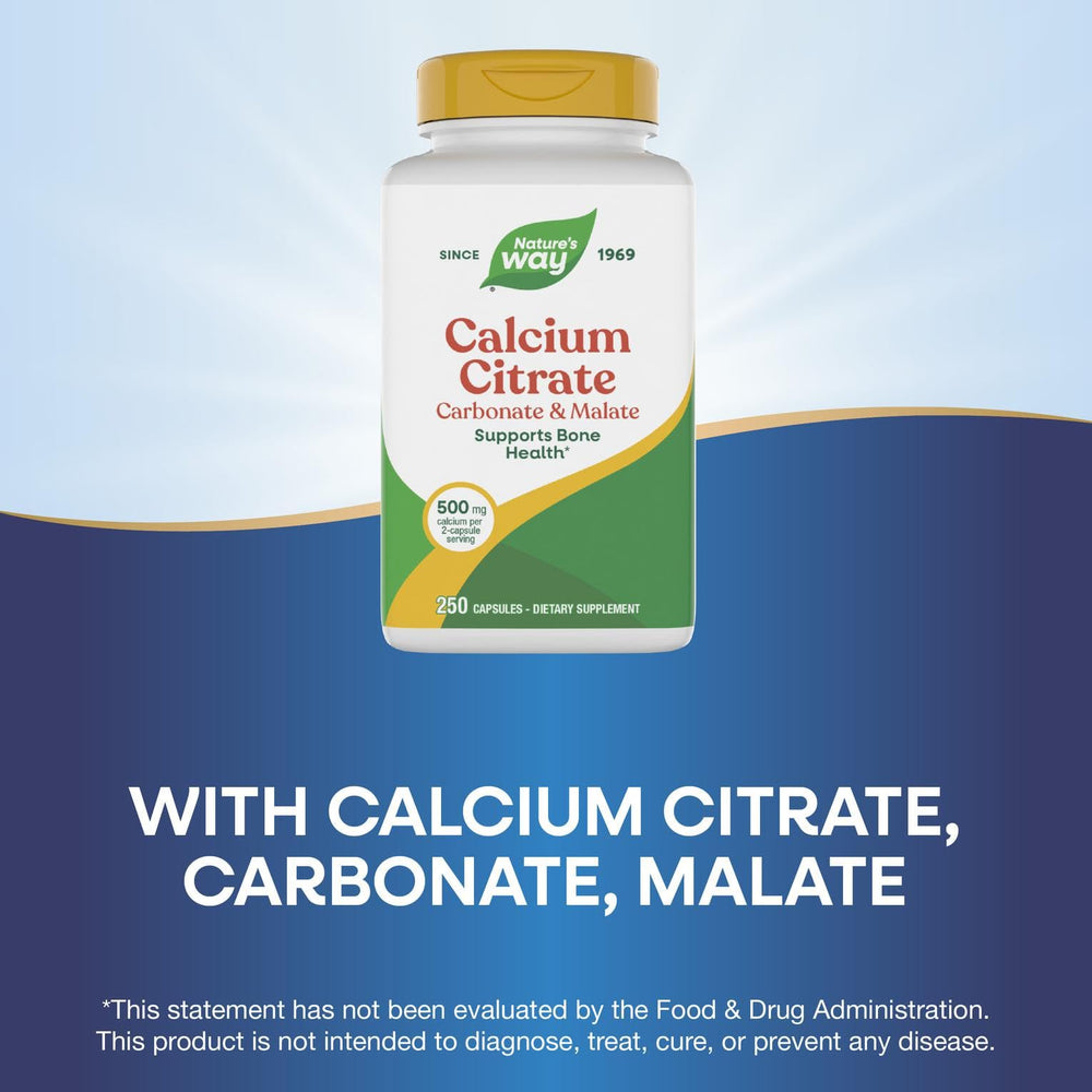 Nature's Way Calcium Citrate nutrition facts panel for informed use