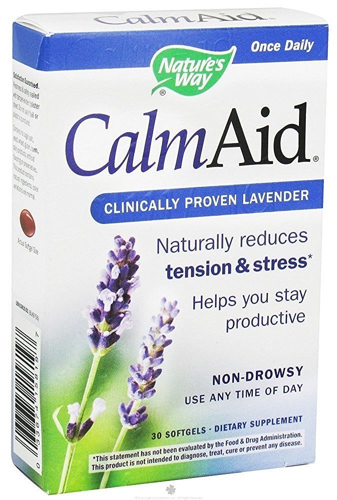 Nature's Way Calm-aid softgels on bottle for gentle calm support during daily activities
