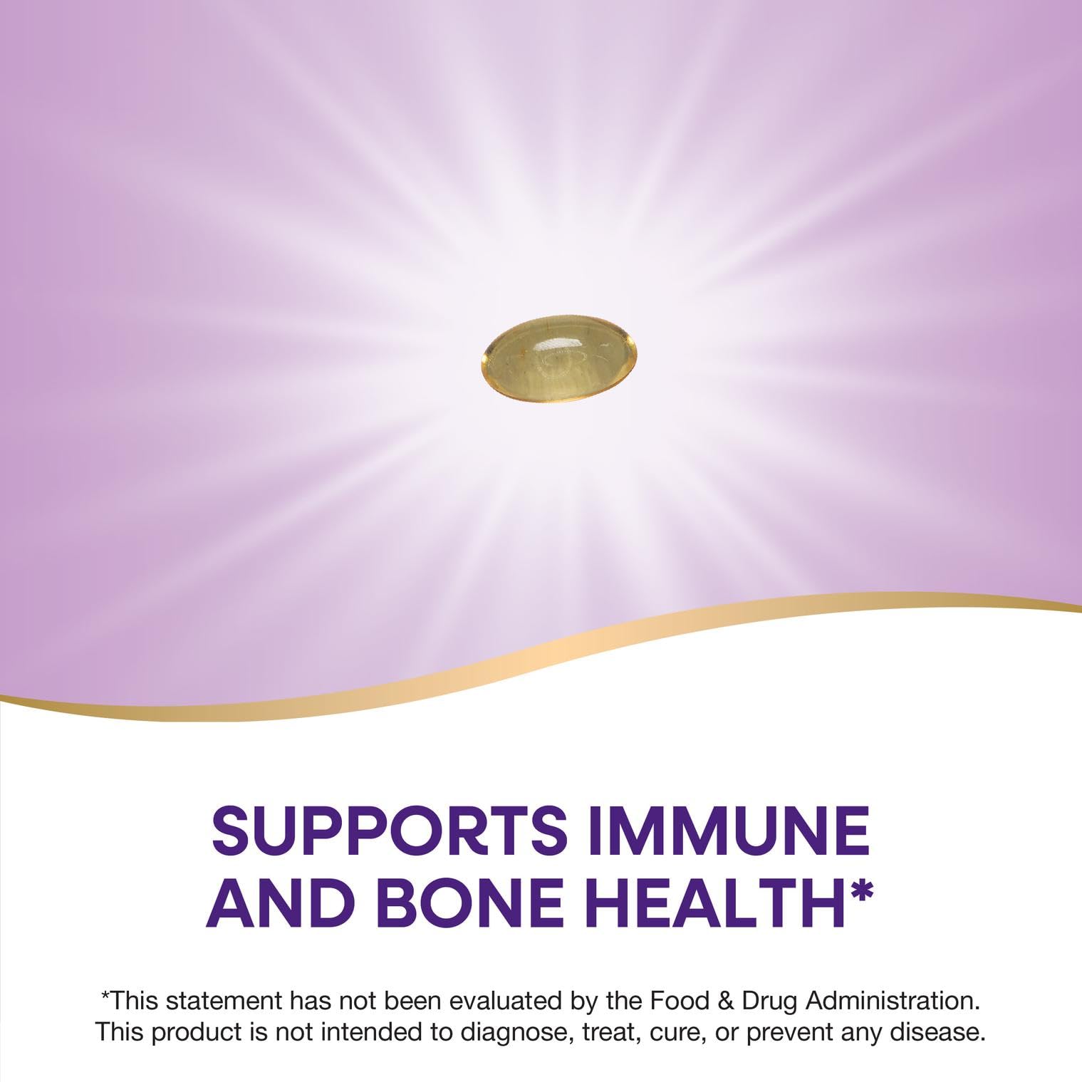Close-up of Nature's Way D3 capsule highlighting calcium absorption benefits.