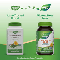 Nature's Way Dandelion Root label details; quality cues.