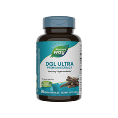 Nature's Way DGL Ultra bottle front view for convenient after-meal use.