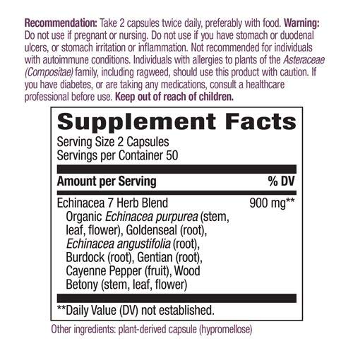 Nature's Way Echinacea Goldenseal label closeup with product details