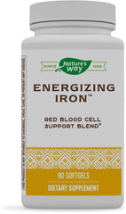 Nature's Way Energizing Iron bottle front highlighting gluten-free formula for daily red blood cell support