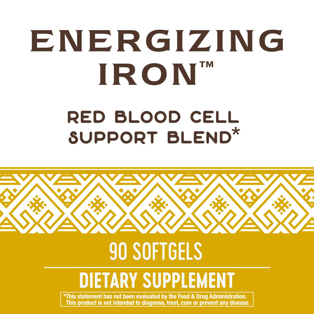 Nature's Way Energizing Iron packaging side displays directions and serving size for easy use