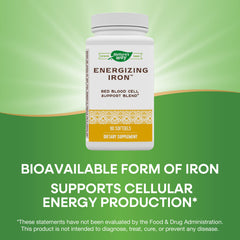 Nature's Way Energizing Iron softgels two per serving illustrate convenient daily dosing