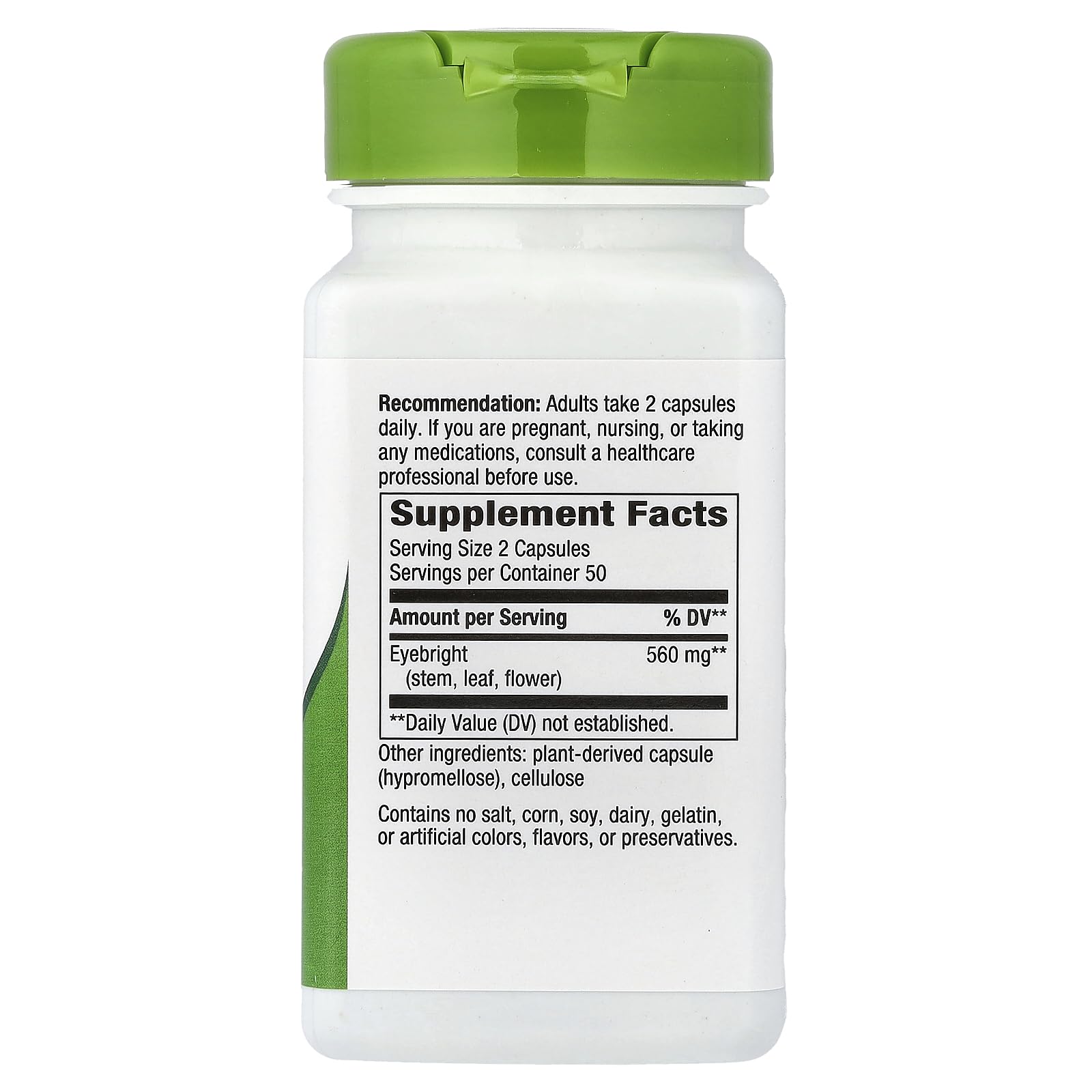 Close-up of Nature's Way Eyebright vegan capsules for everyday use