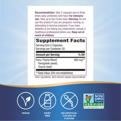 Nature's Way Fenu-Thyme ingredients fenugreek and thyme for traditional support.
