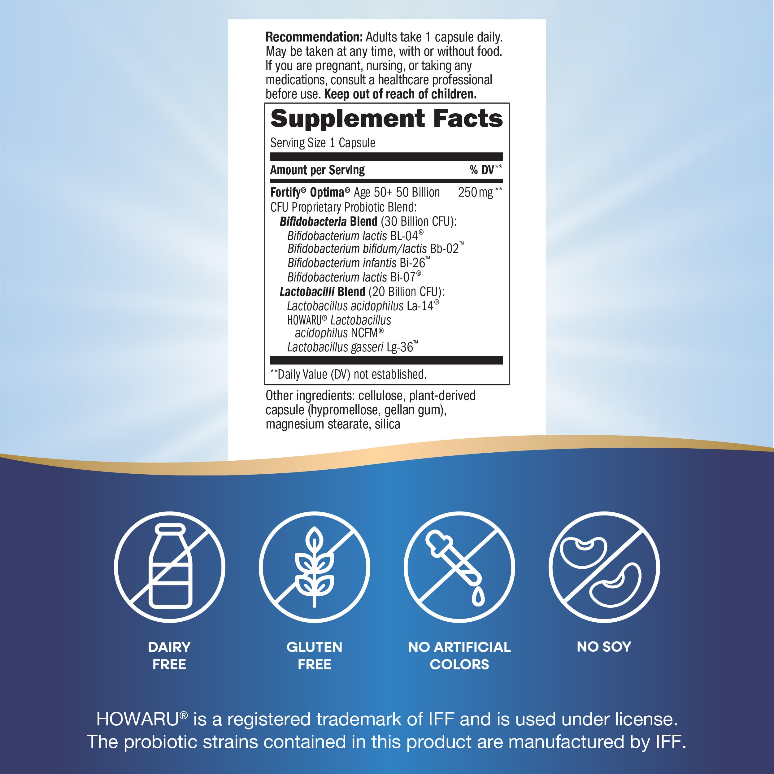 Seven probiotic strains image suggesting colon health benefits.
