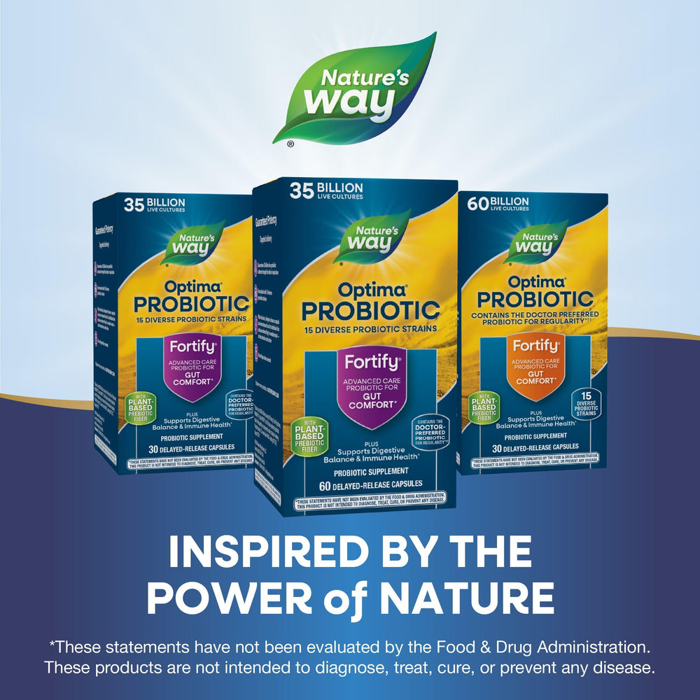 Nature's Way Fortify Optima bottle shows no refrigeration requirement