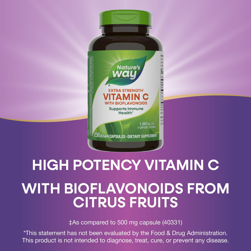 Nature's Way gluten-free vitamin C packaging indicating no sugar and dairy