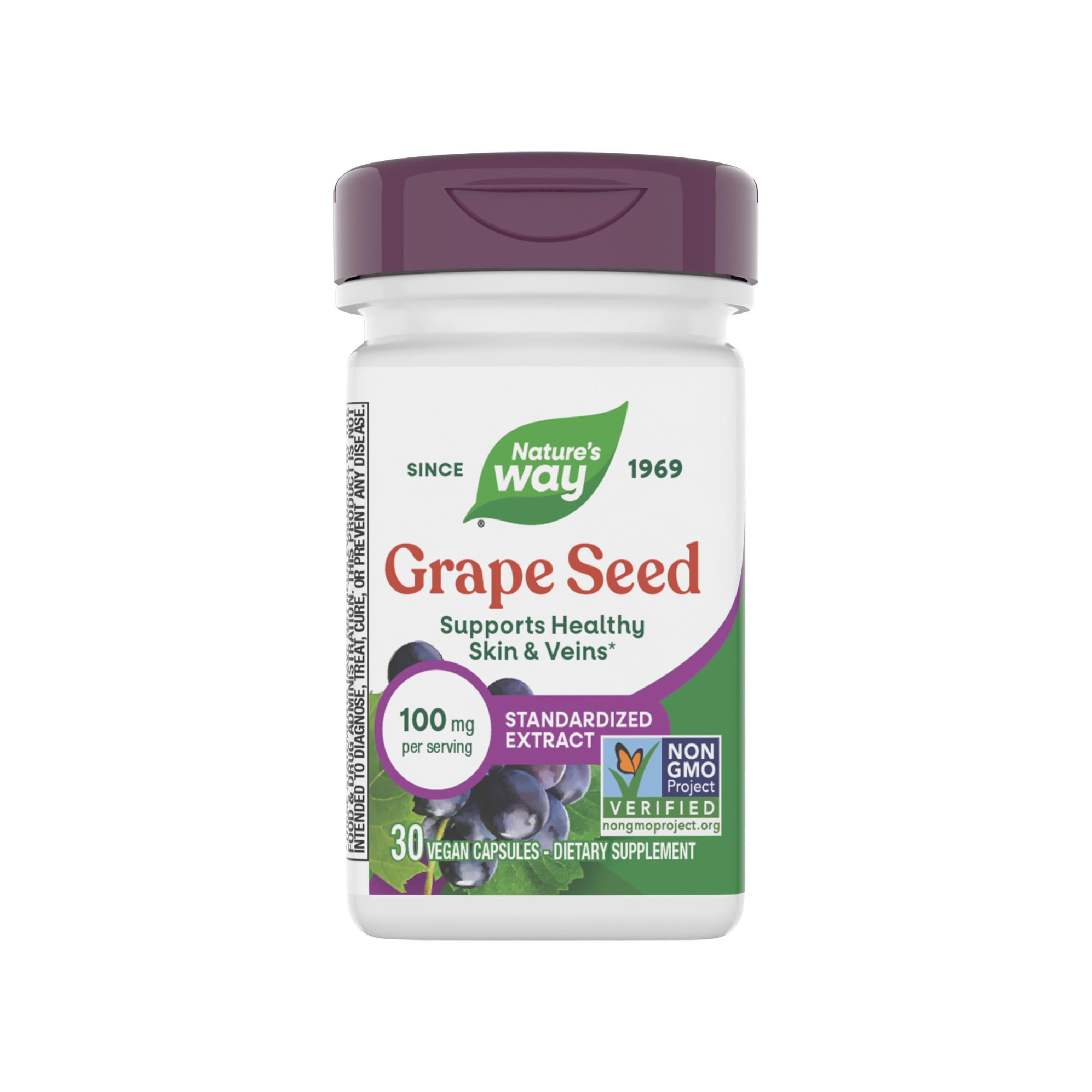 Nature's Way grape seed extract bottle highlighting daily antioxidant support