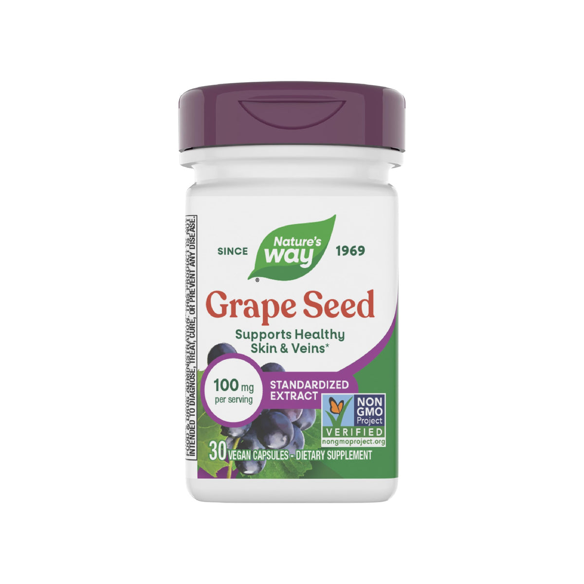 Nature's Way grape seed extract bottle highlighting daily antioxidant support