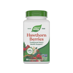 Nature's Way Hawthorn Berries bottle with vegan capsules for heart-support potential