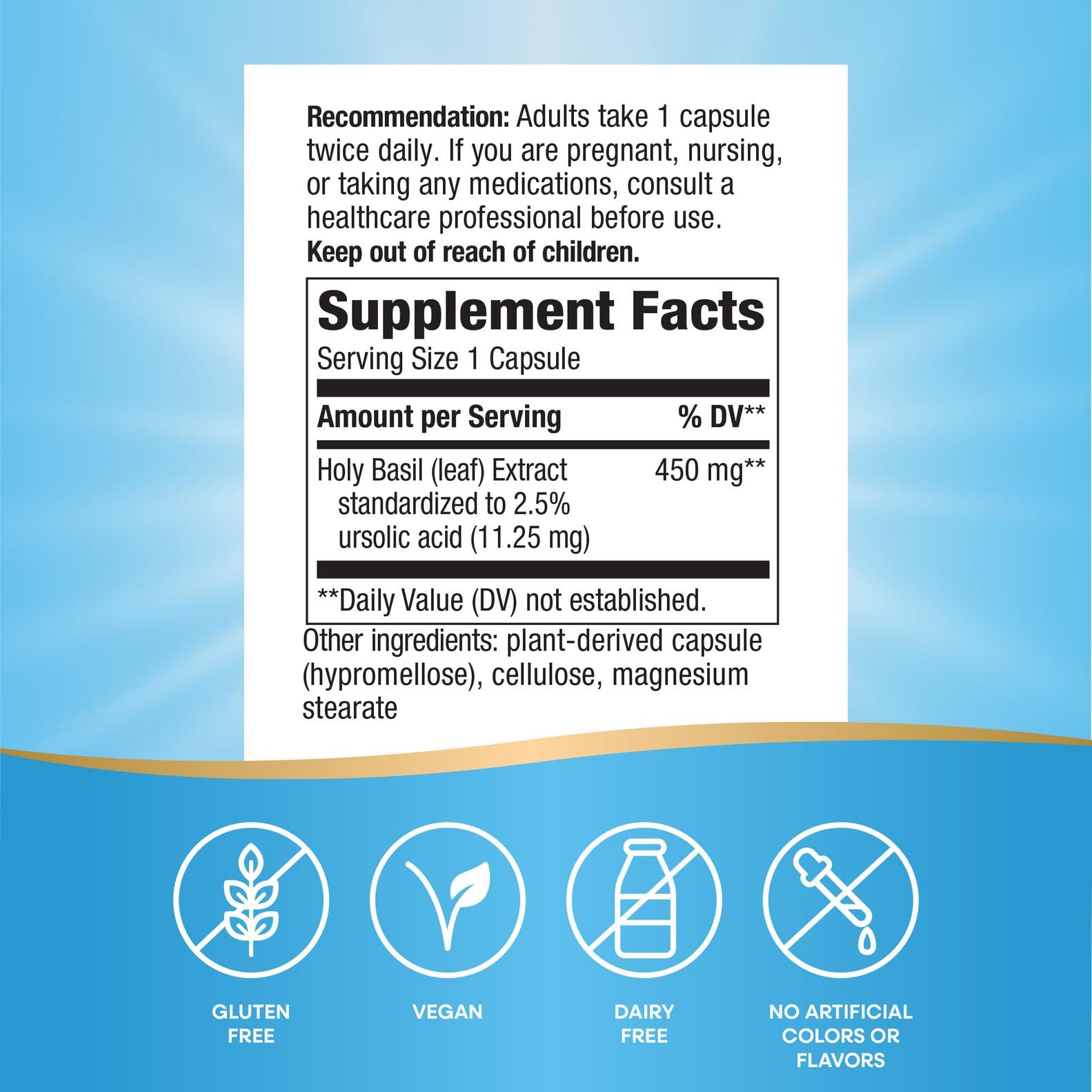 Nature's Way Holy Basil capsules front with label