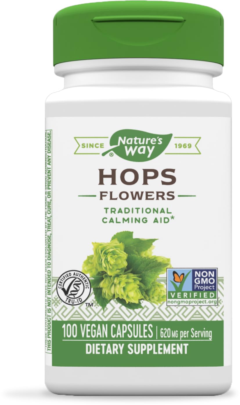 Nature's Way Hops Flowers bottle front for traditional calming support