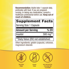 Nature's Way Inositol gluten-free badge for allergen-conscious option.