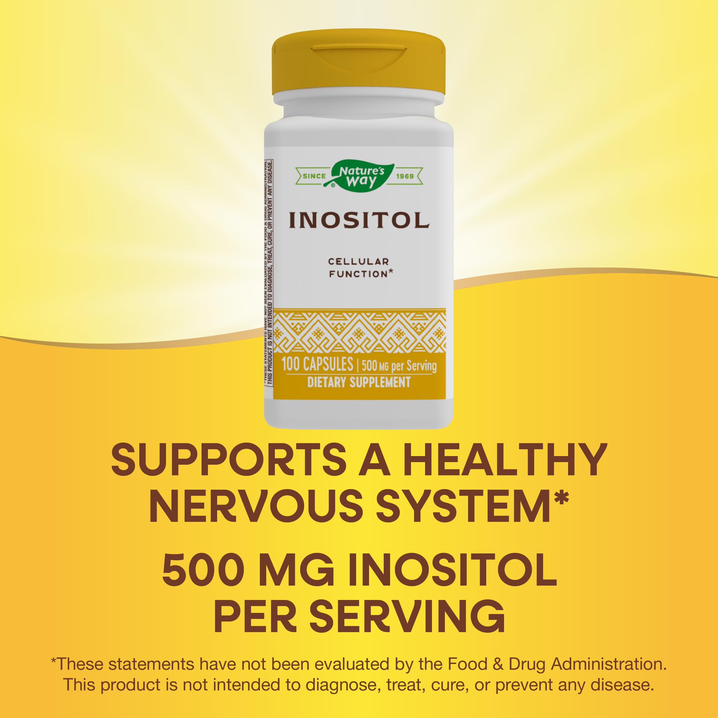 Nature's Way Inositol ingredients panel for transparent formulation.