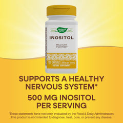 Nature's Way Inositol ingredients panel for transparent formulation.