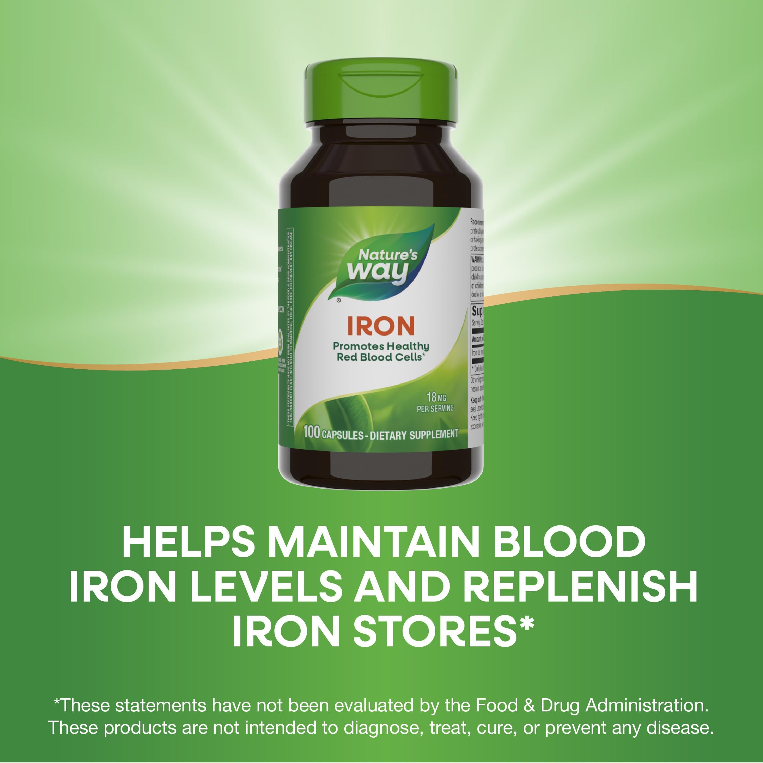 Nature's Way Iron nutritional facts panel viewed for informed choice