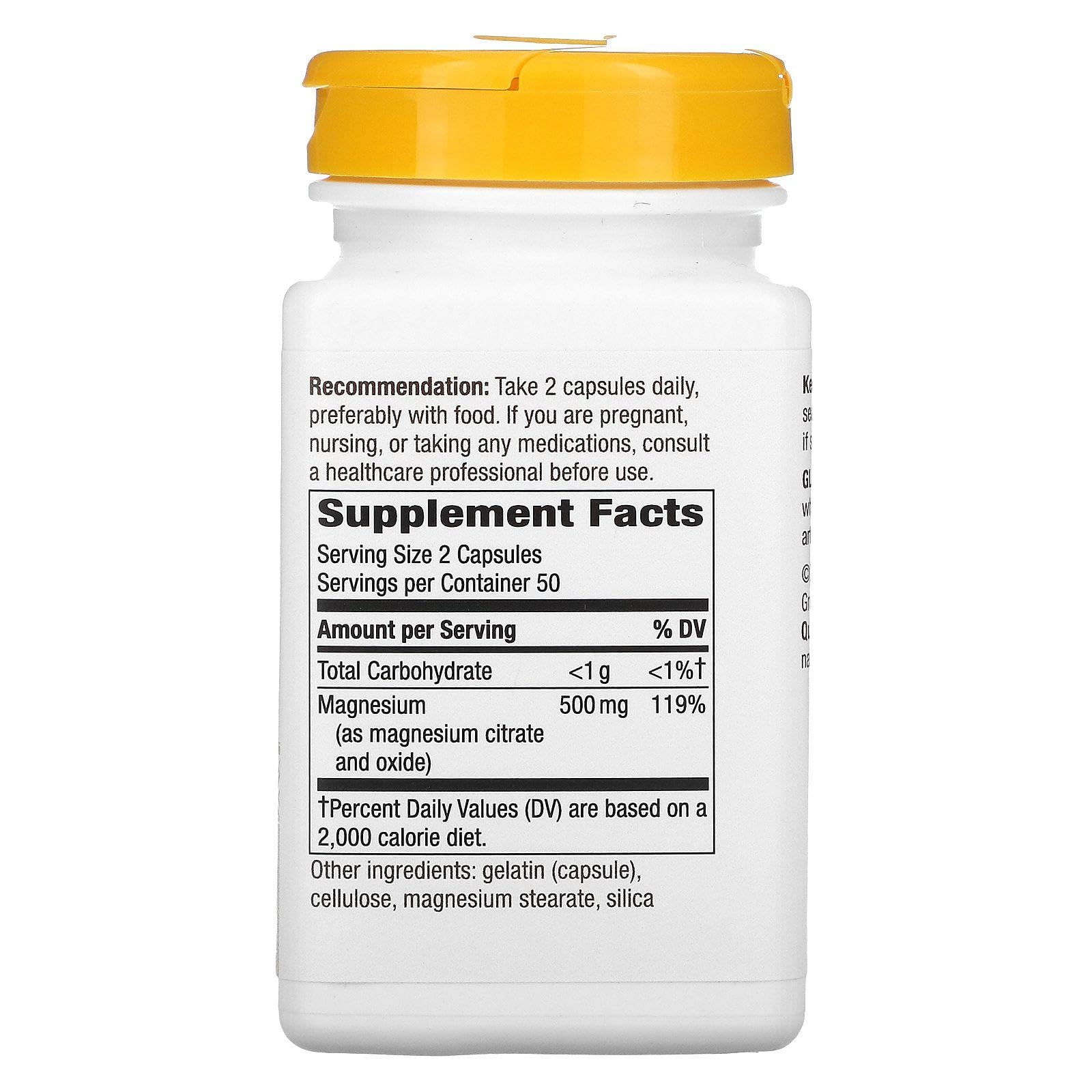 Nature's Way Magnesium Complex capsules closeup showing easy-to-take supplement.