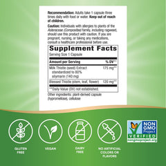 Nature's Way Milk Thistle capsules in bottle illustrating daily use