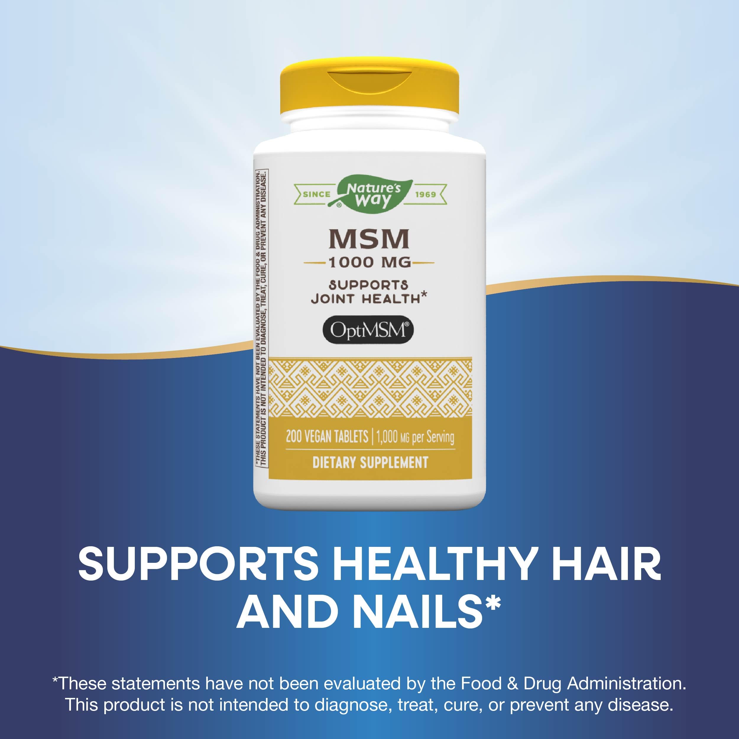 Nature's Way MSM bottle with cap for easy daily supplement routine.