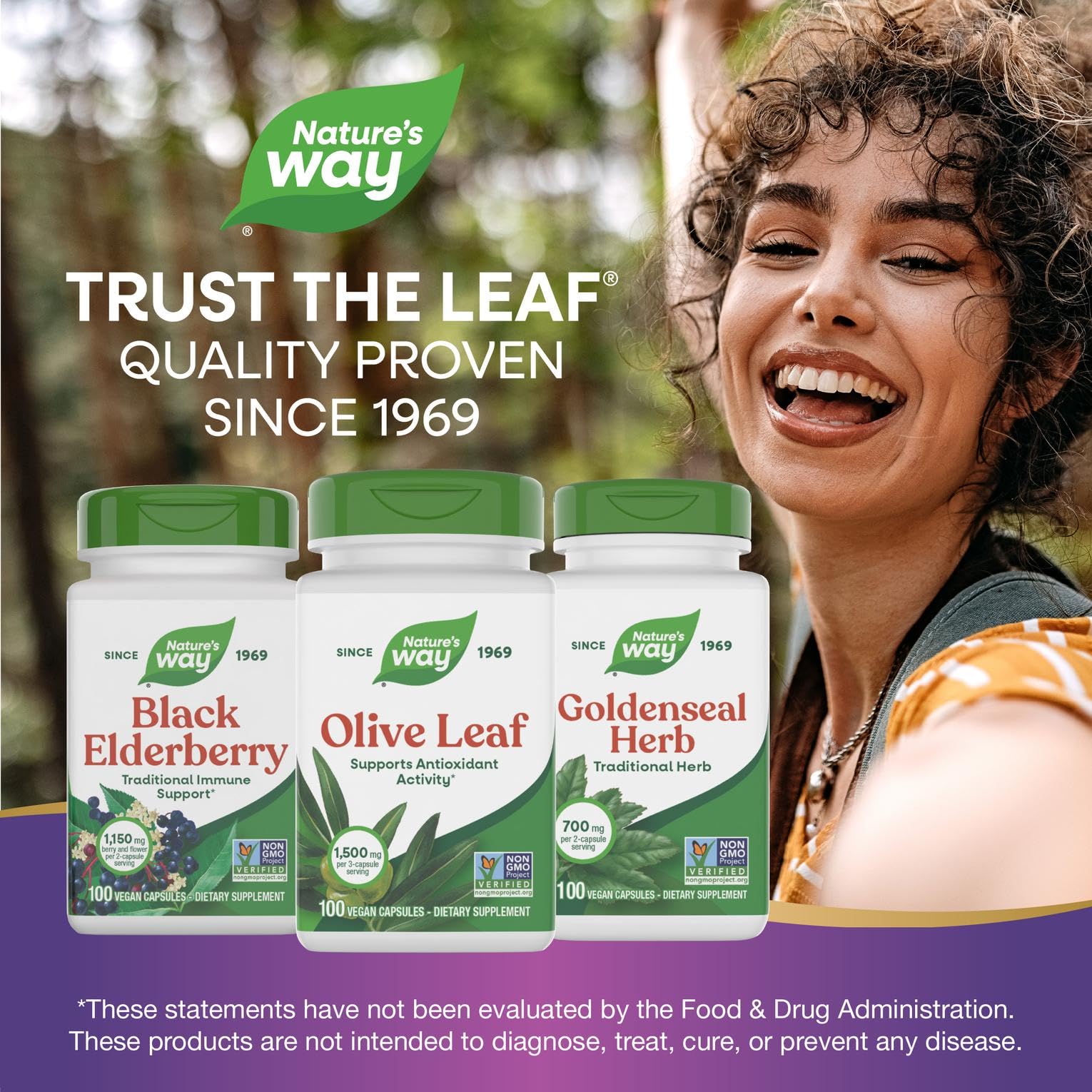 Nature's Way Olive Leaf gluten-free seal indicating gluten-free compatibility