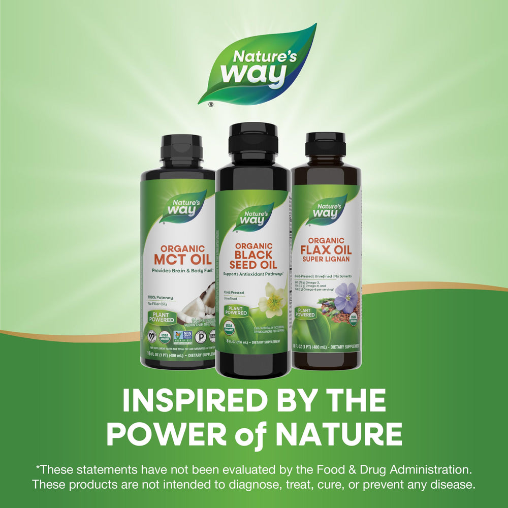 Nature's Way Organic Black Seed Oil vegan and gluten-free label