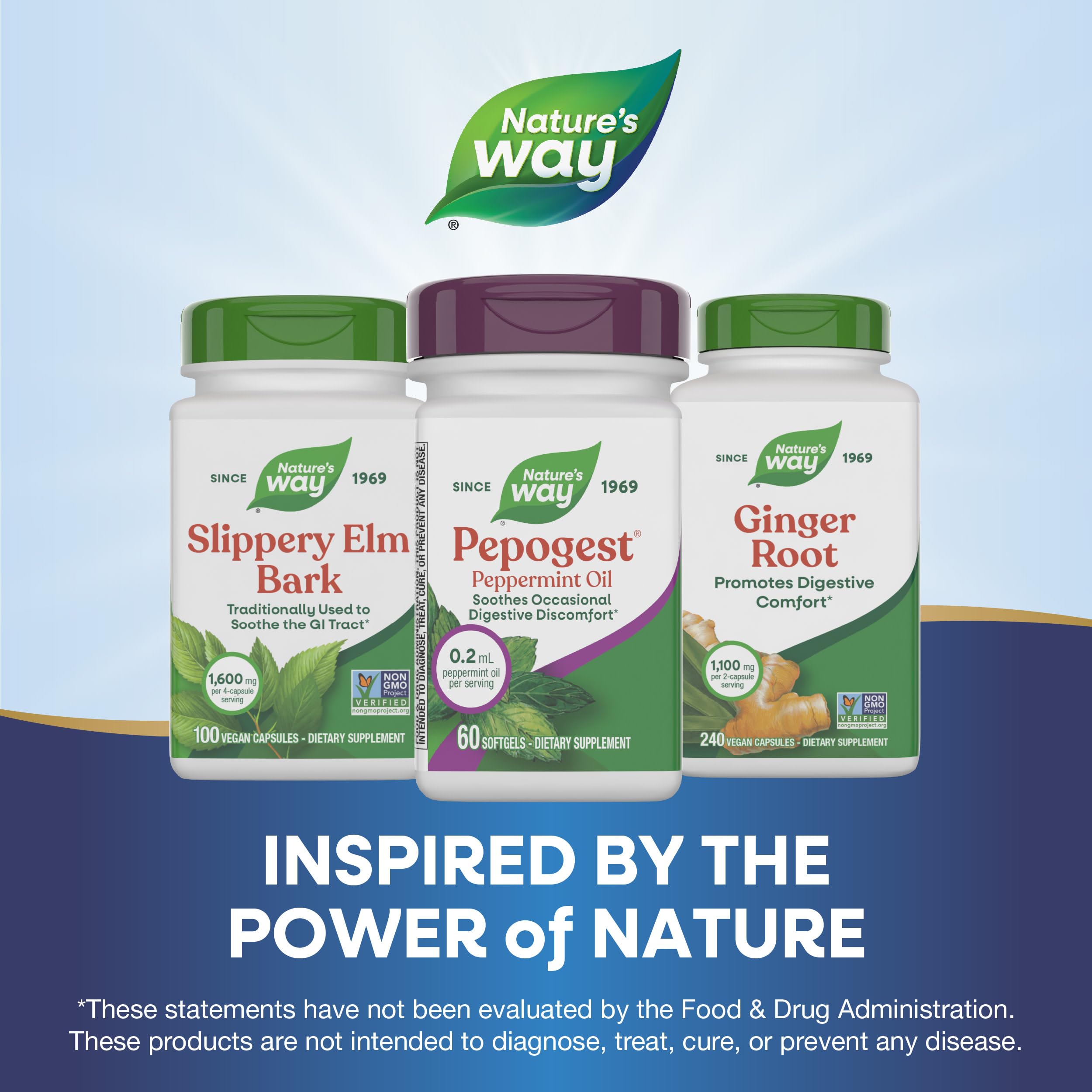 Nature's Way Pepogest bottle open with softgels ready for travel.