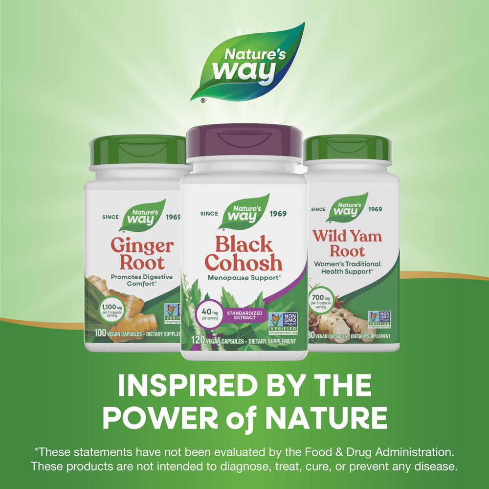 Nature's Way Premium Black Cohosh gluten-free capsule offers allergen-free convenience