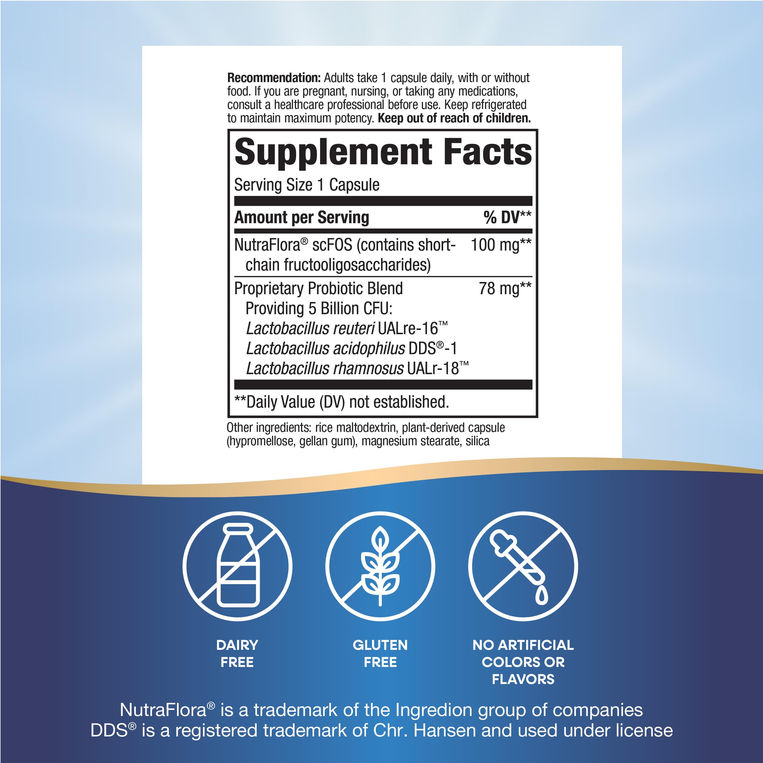 Close-up of Primadophilus Reuteri capsules for easy daily consumption