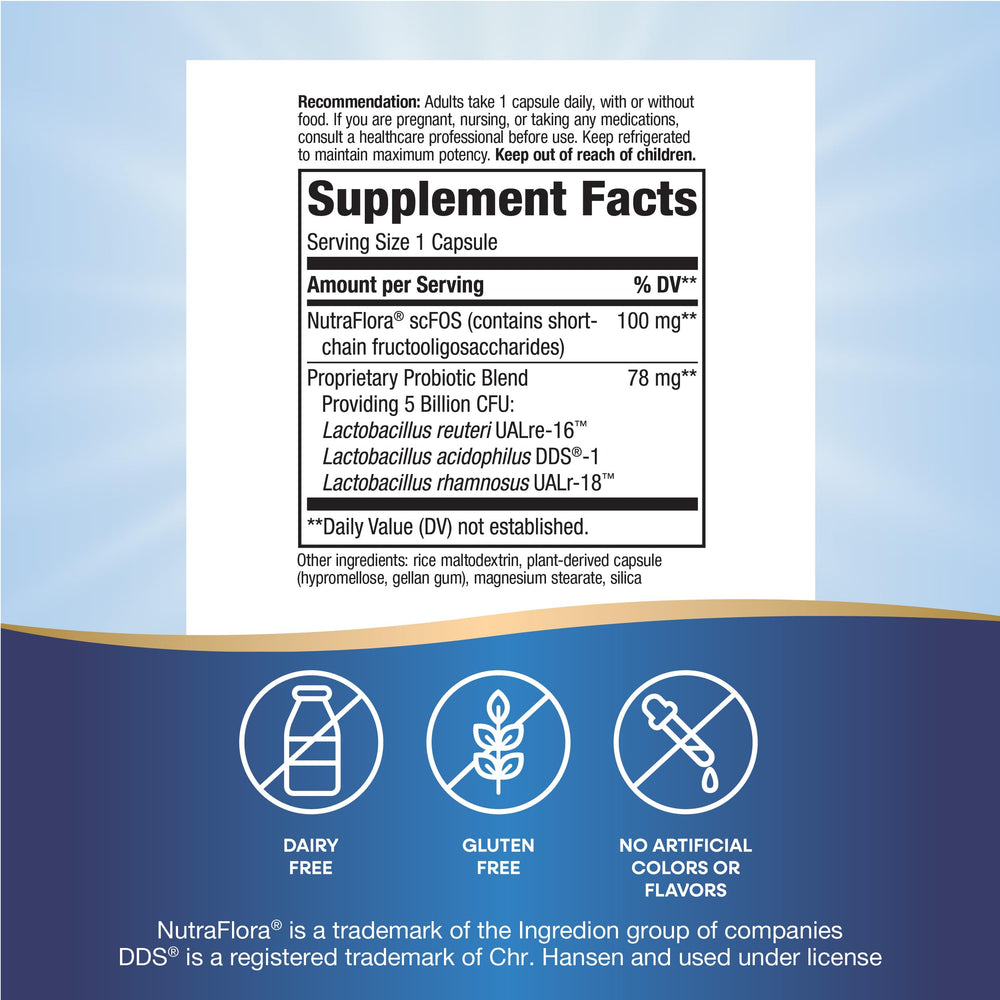 Close-up of Primadophilus Reuteri capsules for easy daily consumption