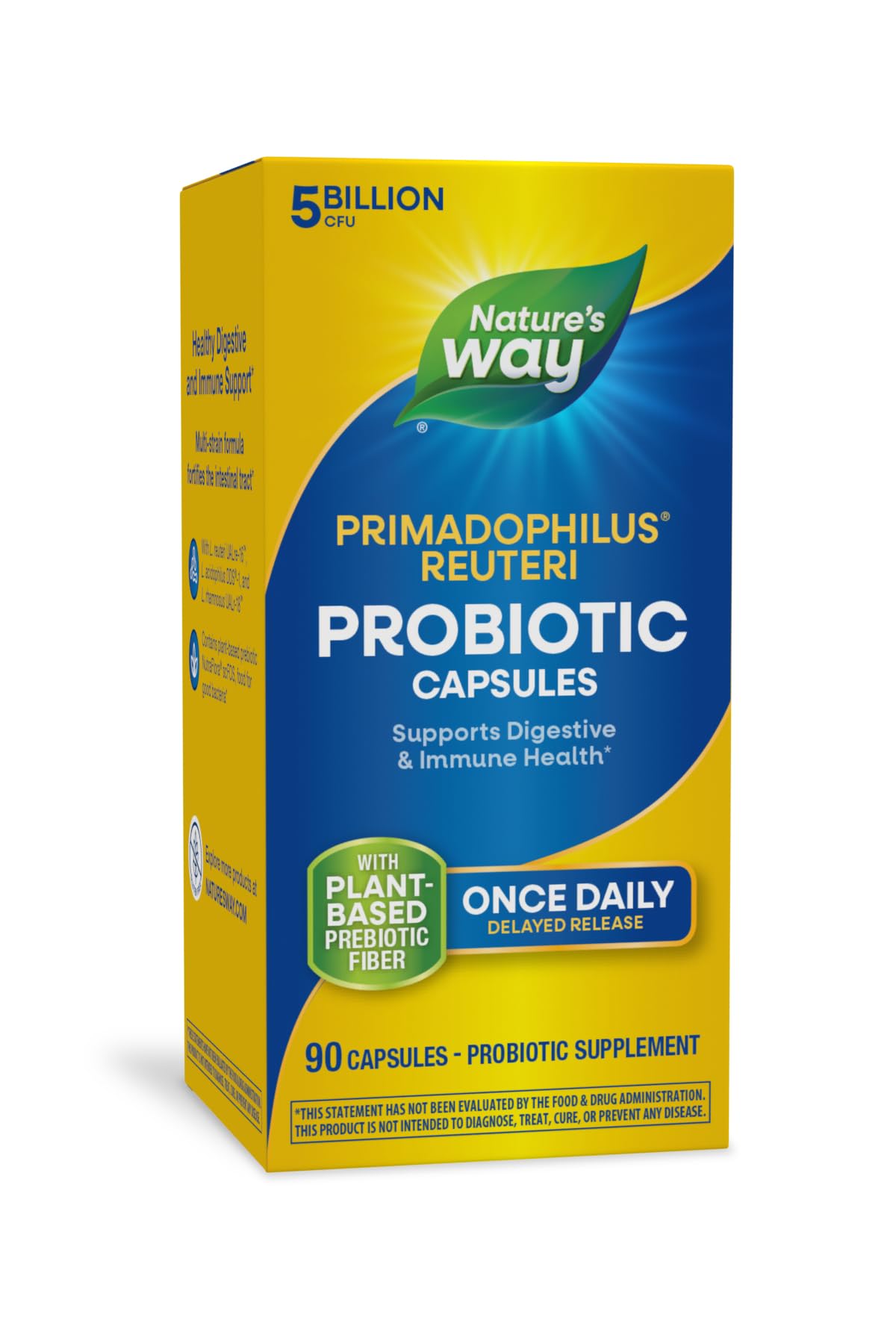 Nature's Way Primadophilus Reuteri probiotic bottle for daily use
