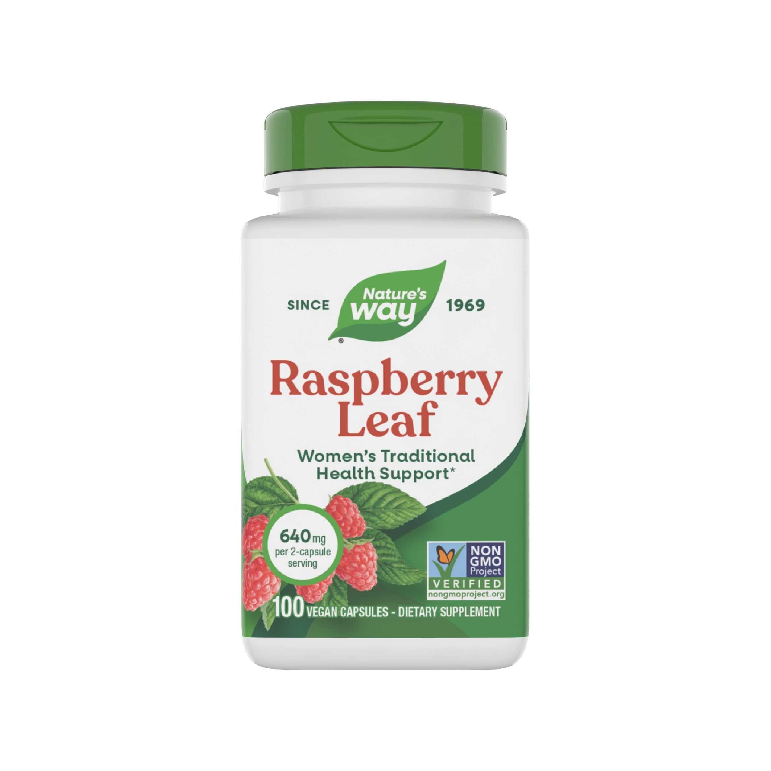 Nature's Way Raspberry Leaf bottle for daily plant-based wellness.