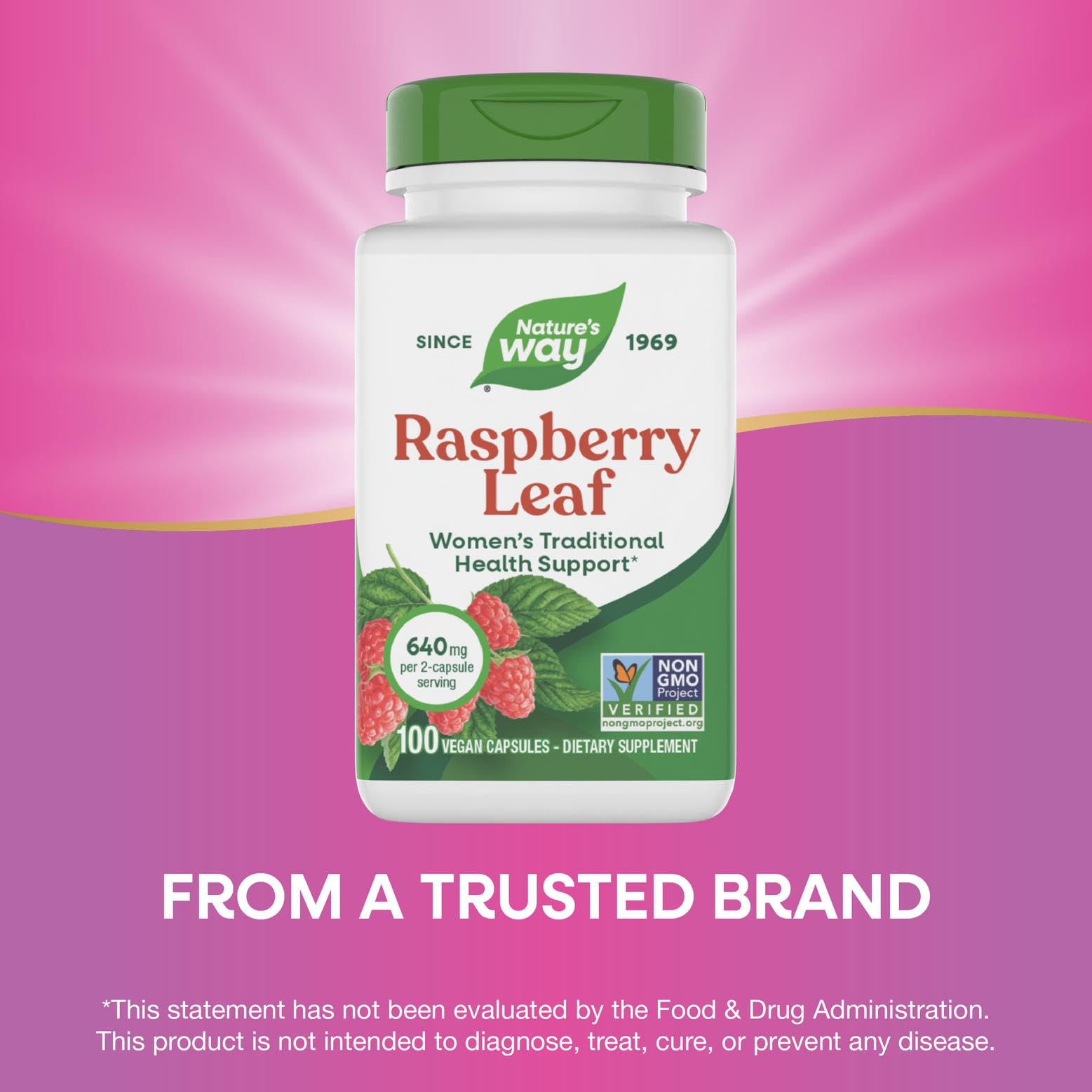 Box of Nature's Way Raspberry Leaf with serving instructions for adults.
