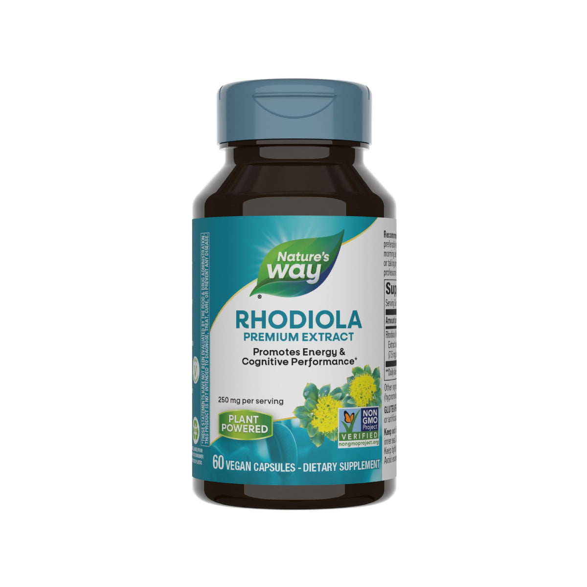 Nature's Way Rhodiola Premium Extract bottle for daily energy support.