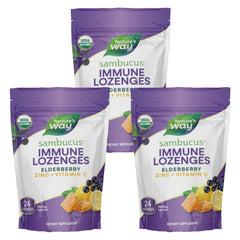Nature's Way Sambucus immune lozenges bottle shown for daily immune support.