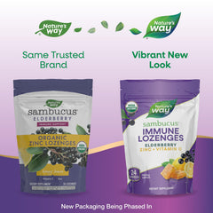 Nature's Way Sambucus lozenges honey lemon flavor close-up.