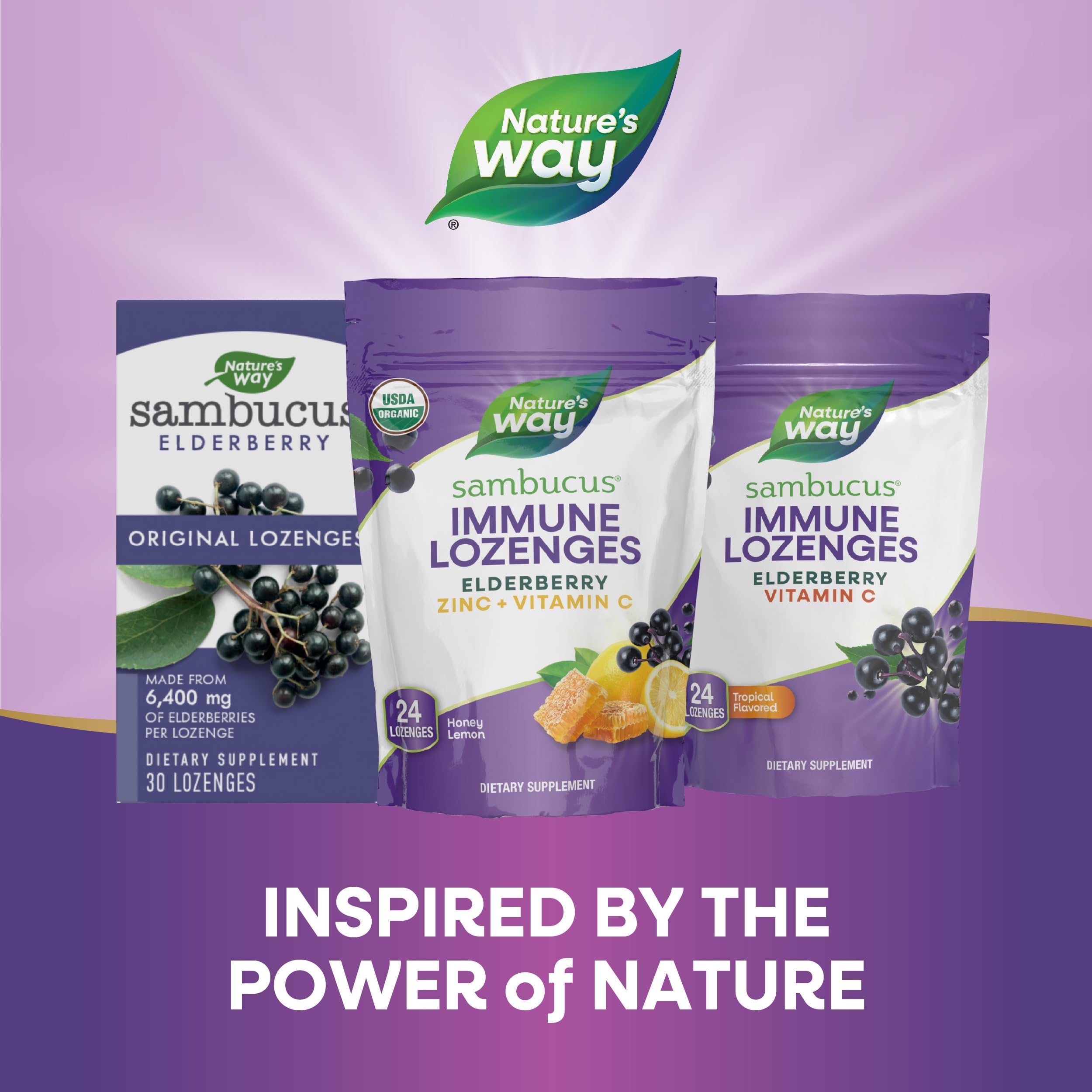 Nature's Way Sambucus lozenges travel-pack ready for daily routines.