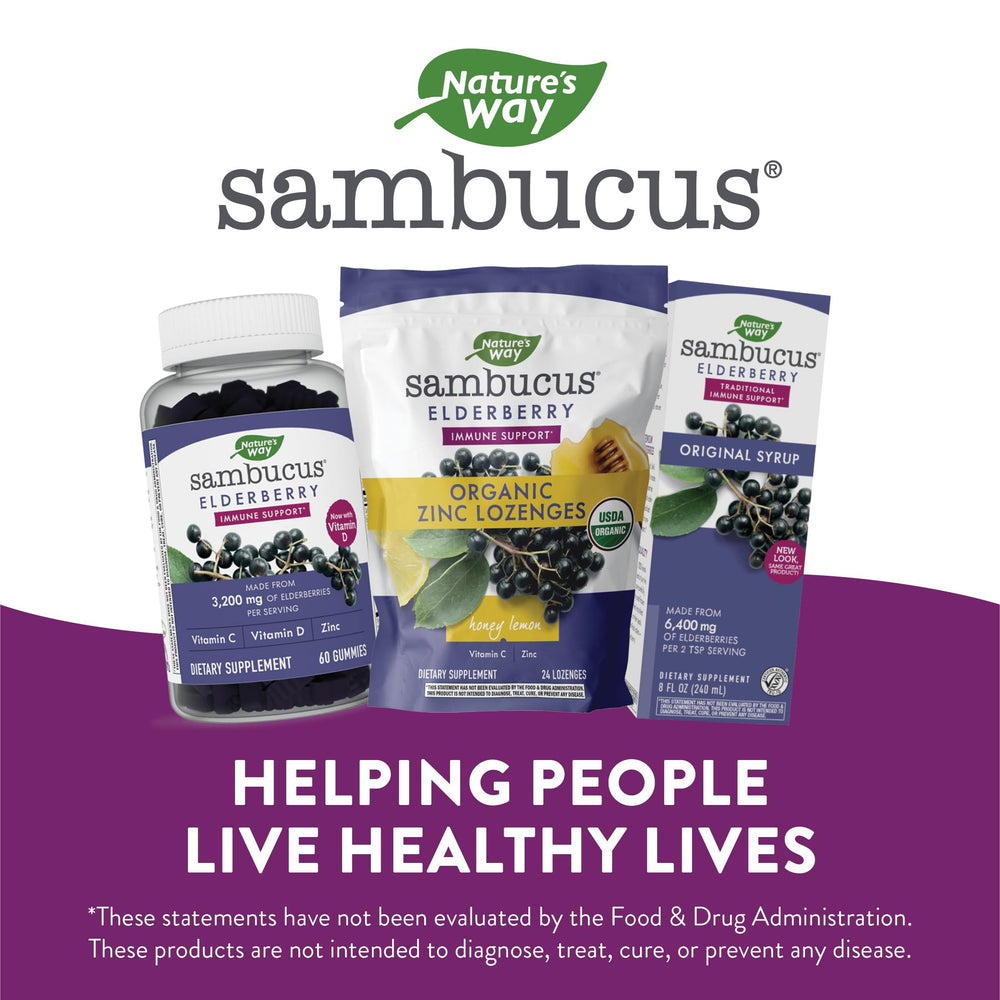 Three-pack Nature's Way Sambucus lozenges displayed for restock.