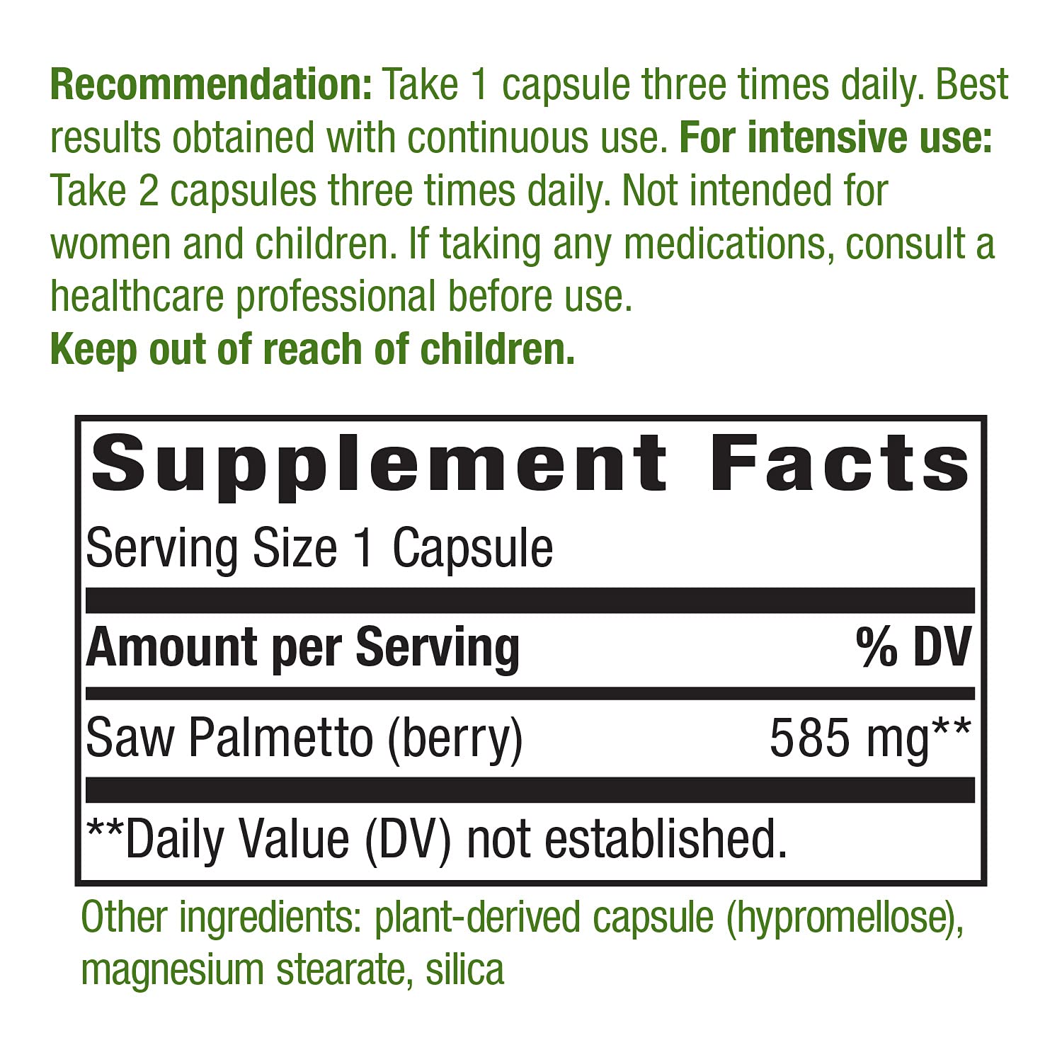 Nature's Way Saw Palmetto gluten-free badge signals wheat-free formula