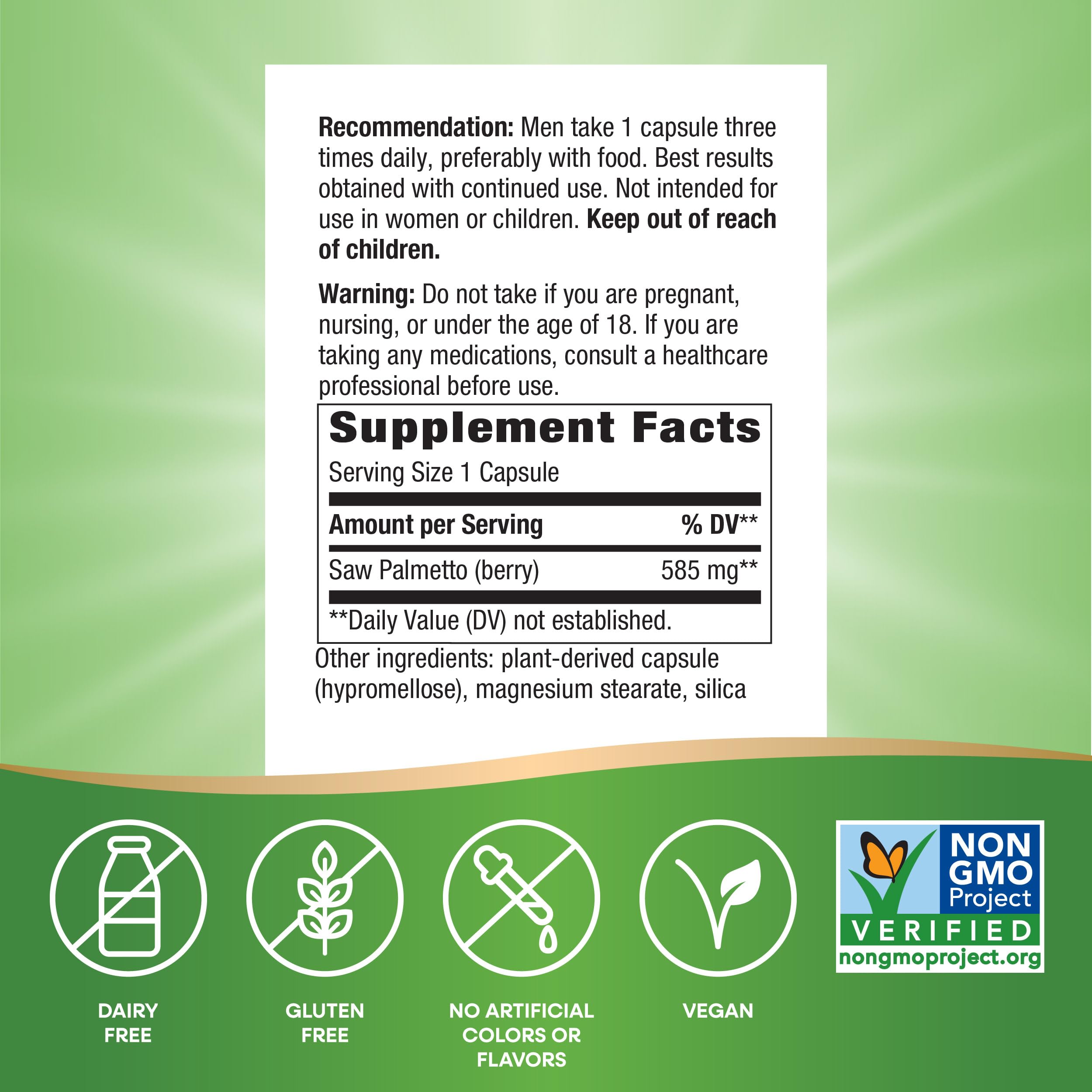 Nature's Way Saw Palmetto vegan mark highlights plant-based formula
