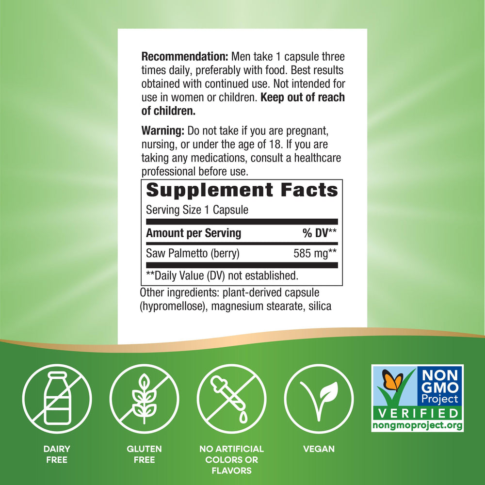 Nature's Way Saw Palmetto vegan mark highlights plant-based formula