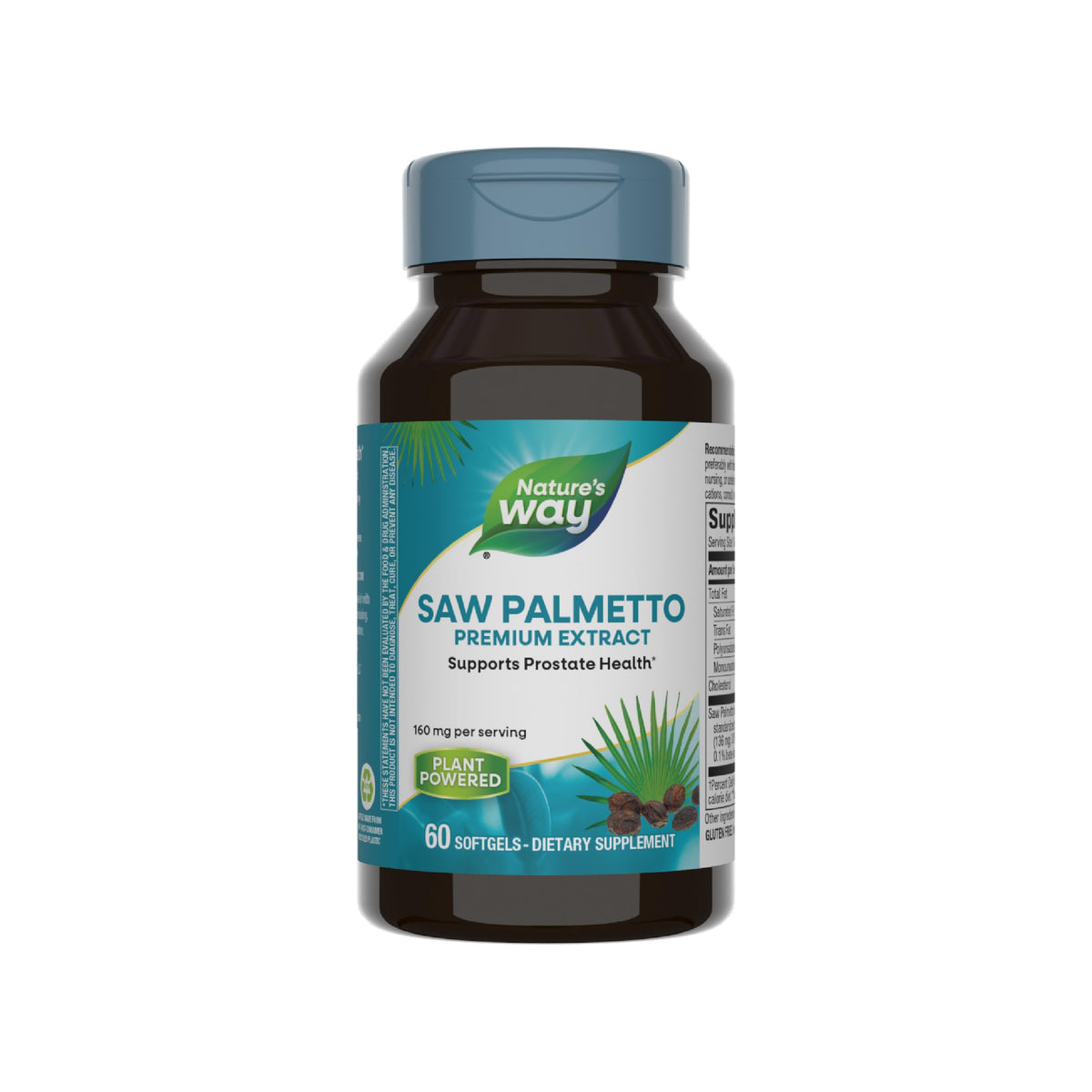 Nature's Way Saw Palmetto Premium Extract bottle showcases easy daily dosing