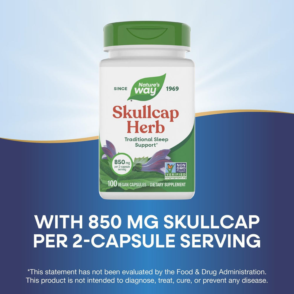 Nature's Way Skullcap vegan capsules for plant-based use