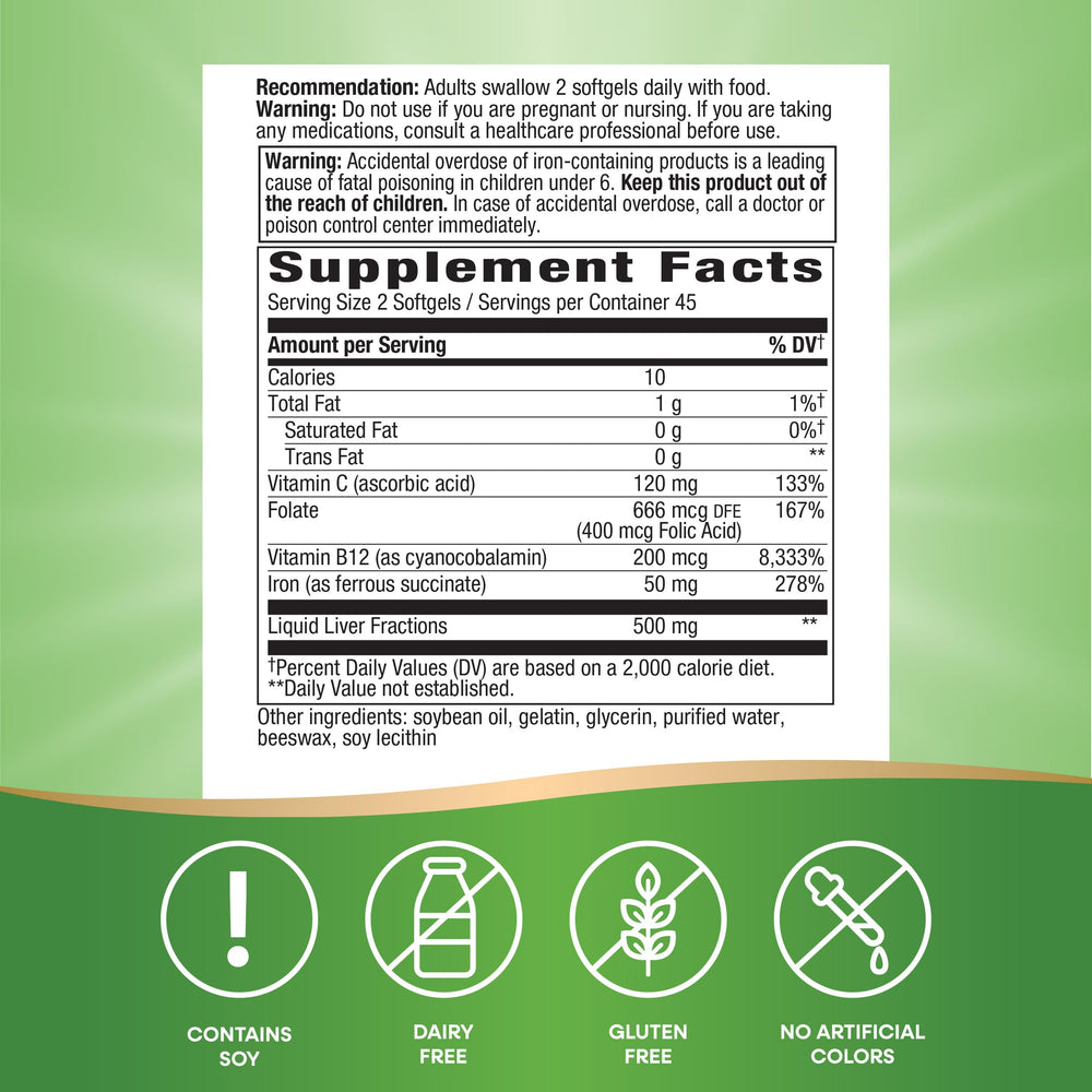 Nature's Way Ultimate Iron softgels ready for daily use.