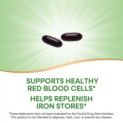 Nature's Way Ultimate Iron two softgels daily for steady iron.