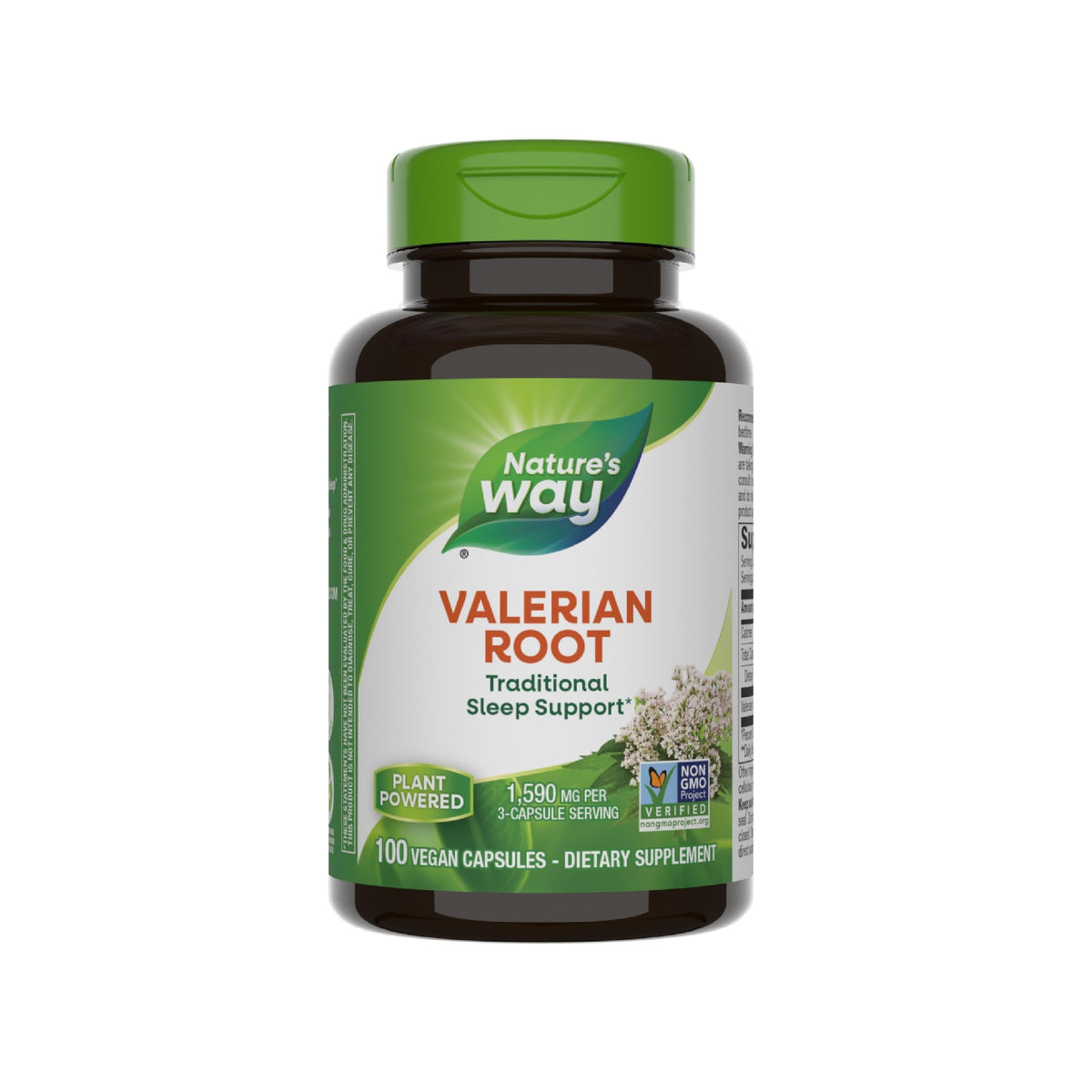 Nature's Way Valerian Root bottle label highlights traditional sleep support.
