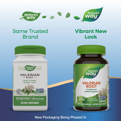 Nature's Way Valerian Root label highlighting Non-GMO and vegan